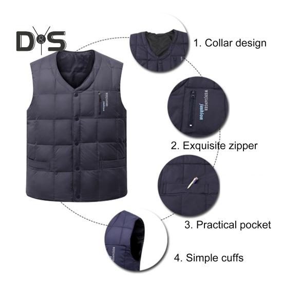 Men Waistcoat V-Neck Sleeveless Solid Color Single Breasted Vest Coat with Pockets Windproof Thickened Quilted Bottoming Vest Jacket
