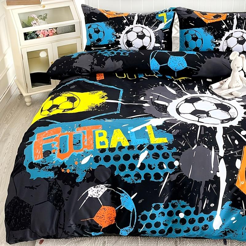 Anime Cartoon Sport Fußball Bettbezug Set 1 Bettbezug + 2 Kissenbezüge Hochauflösender Druck Für Zuhause Und Wohnheim