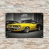 Vintage Muscle Car Tin Sign Wall Art- , Classic Yellow and Black Metal Sign, Durable Home Decoration for Living Room, Bedroom