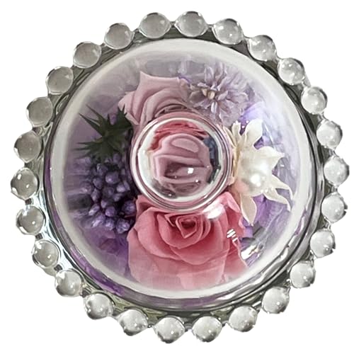 Q-FLA Preserved Flower Arrangement In a Dry Dome, Purple, Mother's Day Gift, 785634