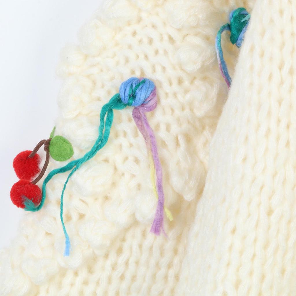 Koreanische Handgestrickte Blumenstrickjacke - Herbst/Winter Damen Langarm Rundhals Pullover Mantel