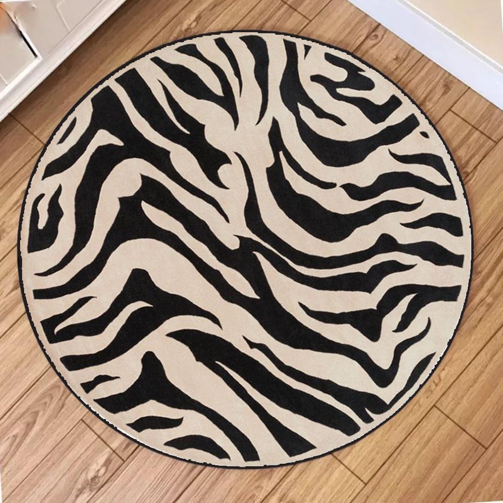Print Round Rug – Leopard, Zebra  Tropical Floral Mix, Soft Non-Slip Mat for Living Room