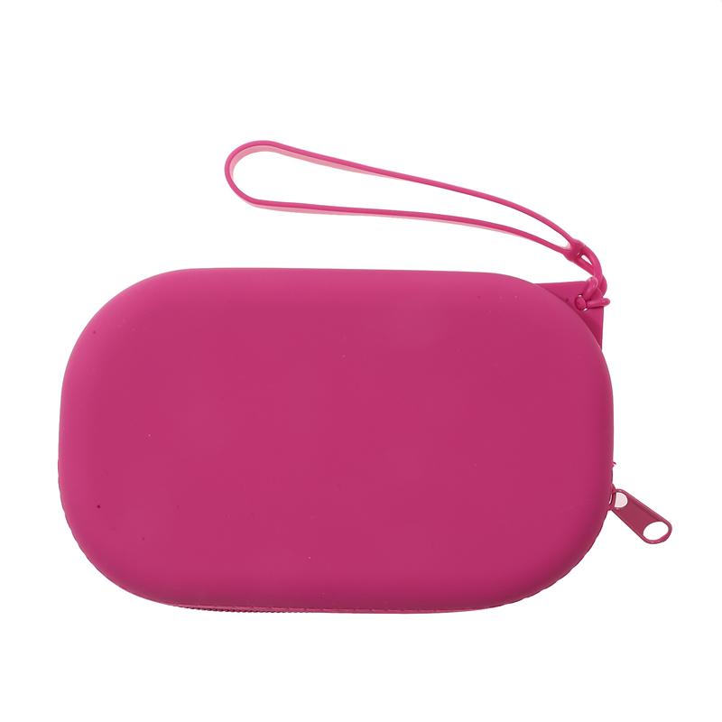 1Pc Oval Silicone Cosmetic Bag Coin Purse Large Capacity Multifunction Storage Bag Solid Color Small Item Bag Pouch