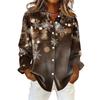 Women's Shirt With Floral Print Buttons, Long Sleeved Casual Regular Shirt Blouses Casual Plus Size Basic Tops