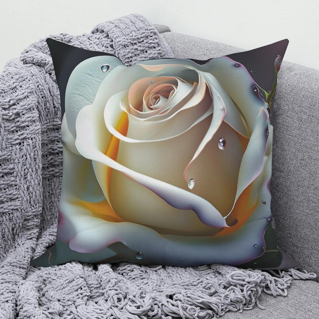 Nordic Style Romantic Rose Flower Print Pattern Cushion Cover for Home Living Room Sofa Decoration Square Pillowcase