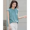 Demana Women's Ruffle Cap Sleeve Ramie Lyocell Blend Shirt