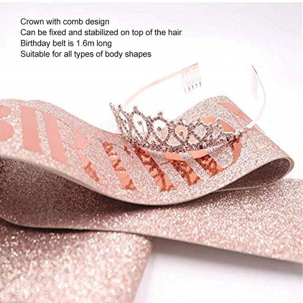 Birthday Sash Rhinestone Tiara Kit Beautiful Birthday Crown Sash for Women Girl Birthday Party Favors