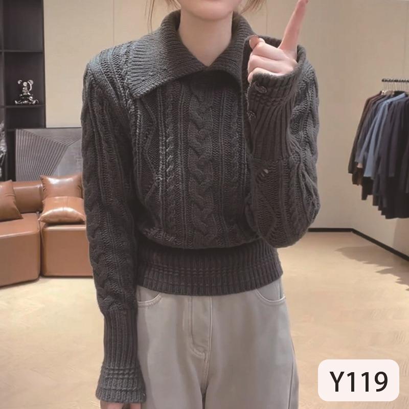 Elegant Style Beautiful Solid Color Lapel Long-sleeved Sweater Women's Autumn New Simple Slim Slim Shirt