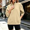 Women's Color Stand Collar Long Sleeve Loose Fit Pullover Sweatshirt with Pockets
