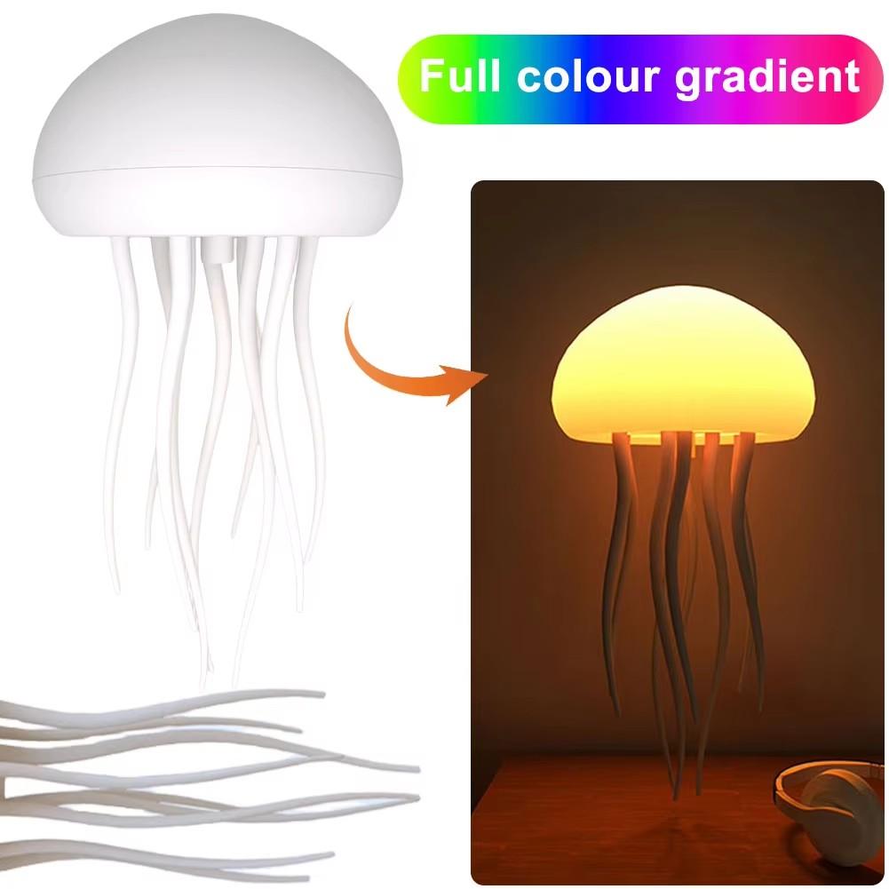 2025 New Jellyfish Cartoon Night Light RGB Gradient Cute Bedside Lamp Voice Control Table Lamps Child Room Decoration LED Lights