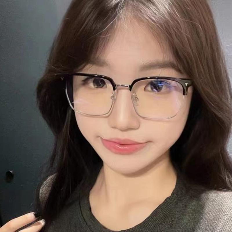 0 -0.5 -0.75 To -6.0 Half Frame  Anti Blue Rays Square Nearsighted Glasses For Women  Shortsighted Prescription Spectacles