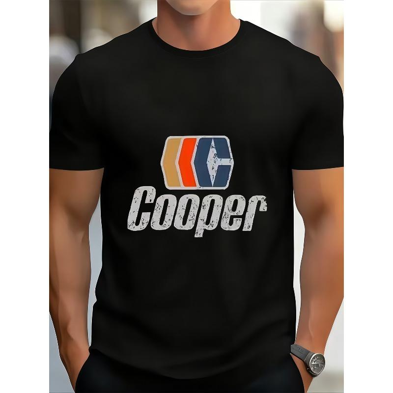 

Men s Vintage Cooper Logo T-Shirt - Retro Crew Neck Short Sleeve Summer Tee with Cooper Print, Machine Washable Suitable for Warm Weather 4XL чорний