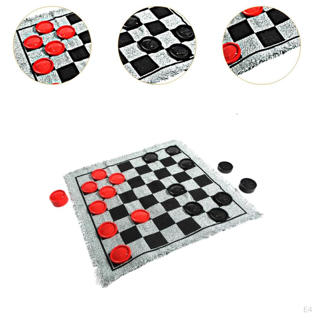 Checkers Board Game Set Draughts 3 in 1 Indoor Outdoor Yard Tic TAC Toe