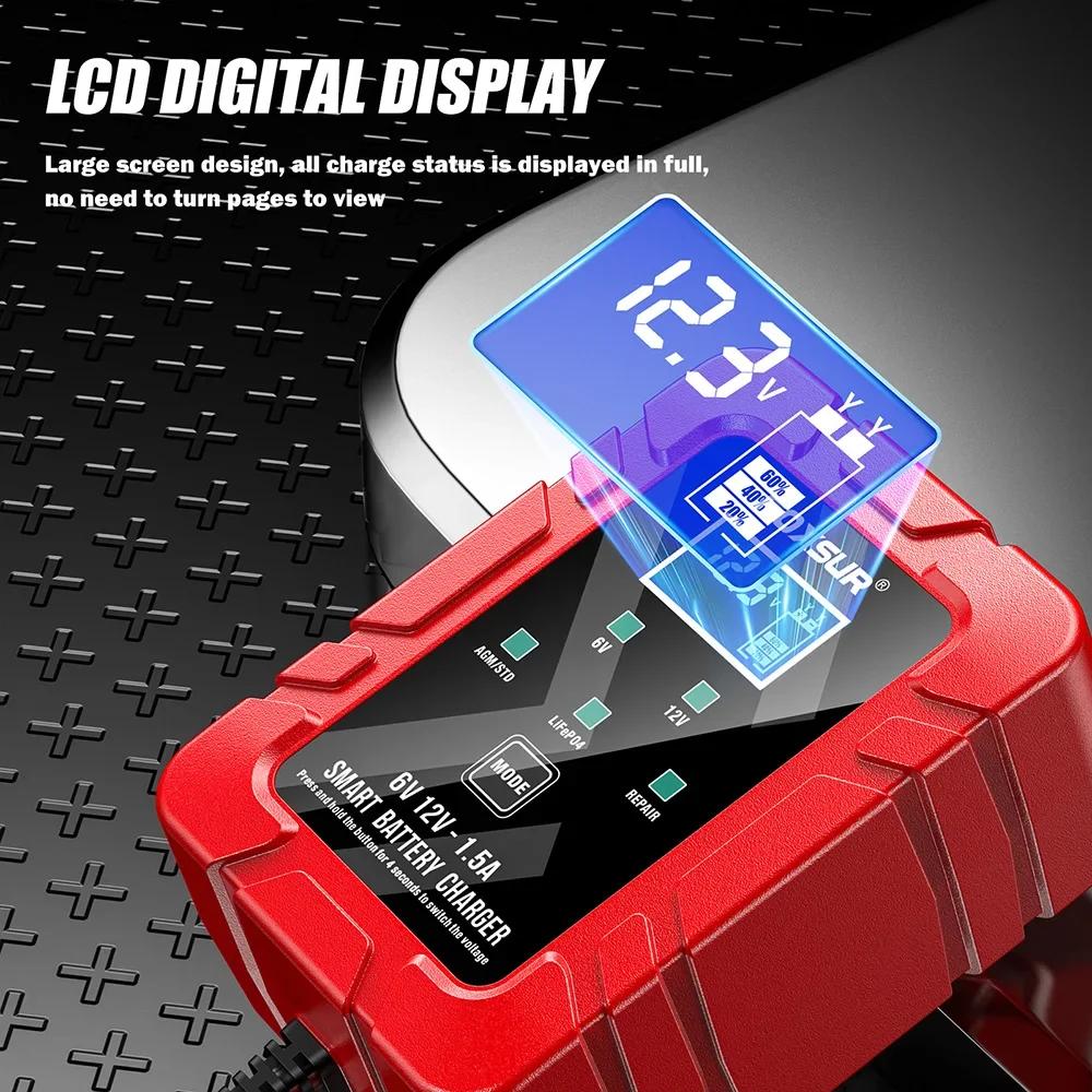 6V 12V 1.5A Smart Car Battery Maintainer Battery Trickle Charger for RV Car Truck Motorcycle SEA Fast Charger