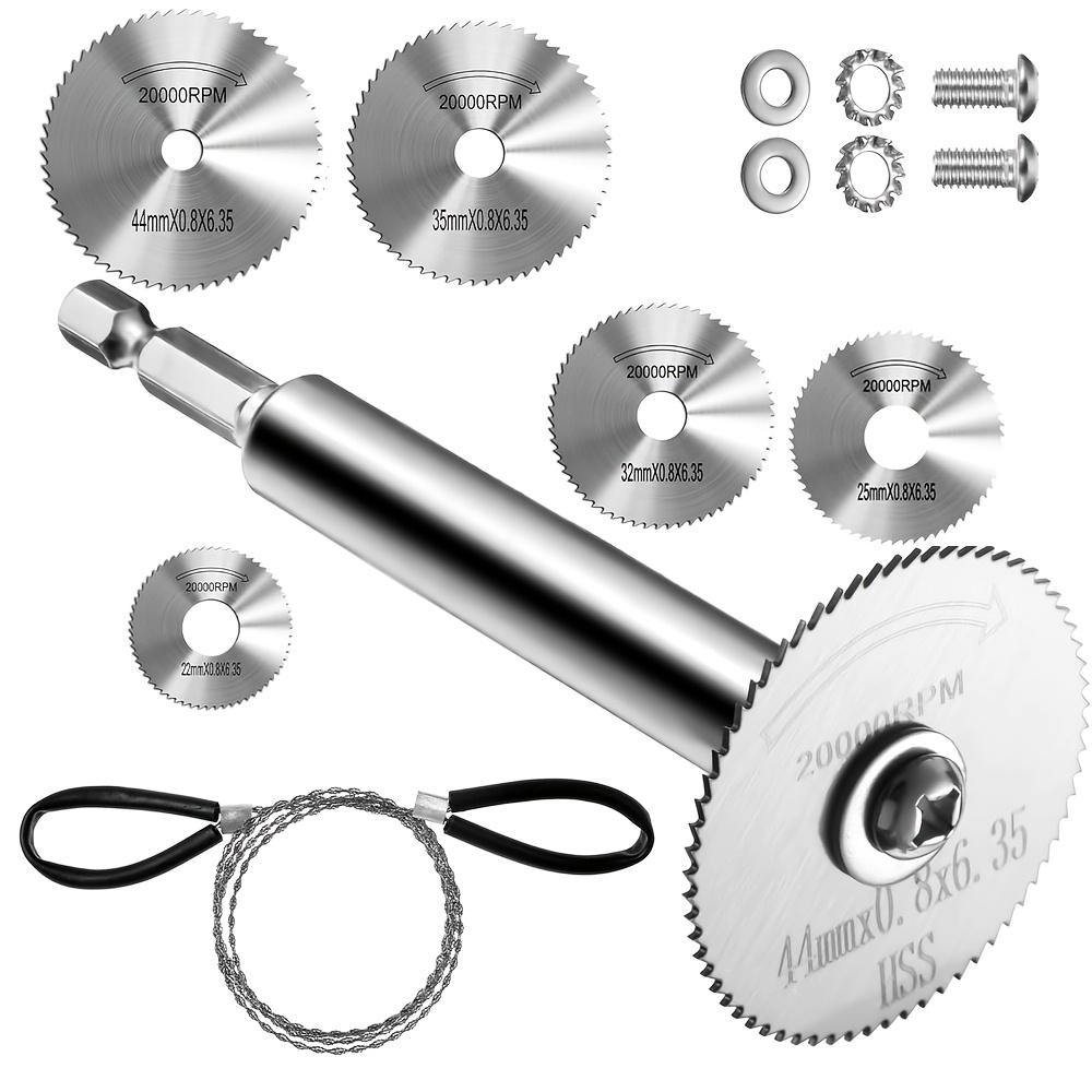 

Отрезной круг из быстрорежущей стали для роторной пилы с шестигранным хвостовиком – Тонкий дисковый отрезной круг с 8 сменными режущими головками, Прочная металлическая конструкция для точных резов 6 Piece Set