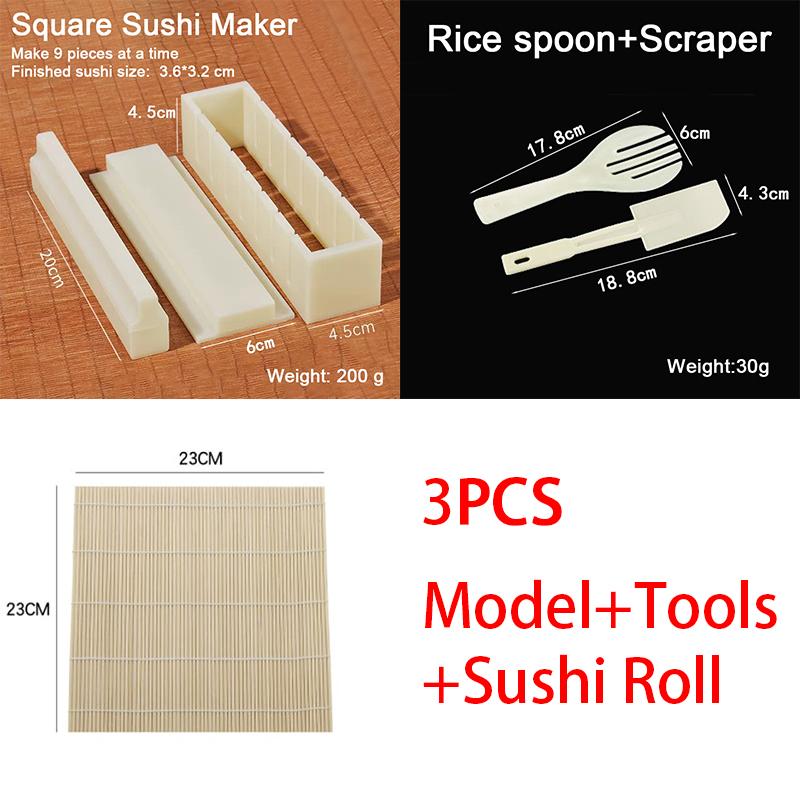 Make Sushi Machine Cutter Sushi Maker Kimbap Sushi Rolls Mold Round Square Heart-shaped Onigiri Molds Rice Balls