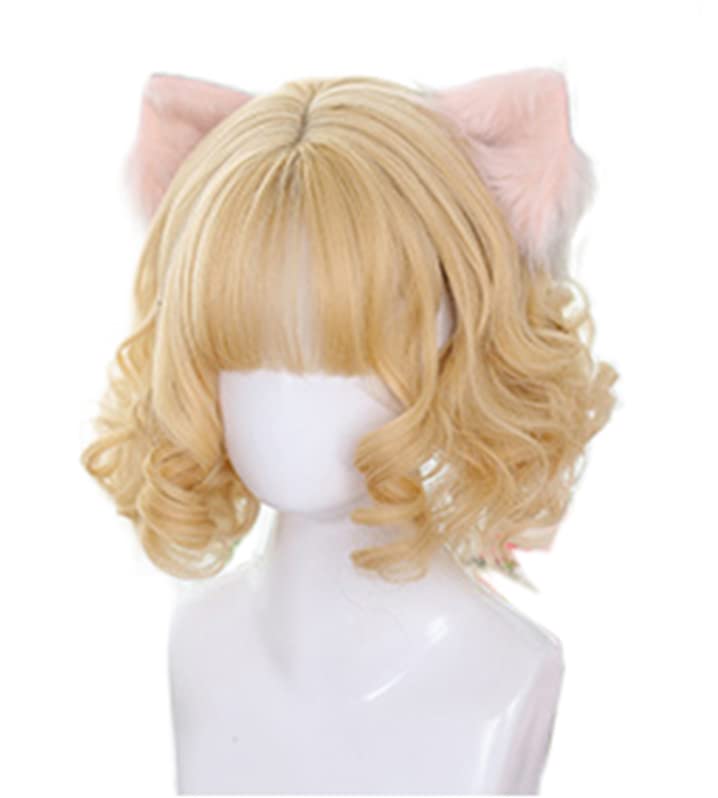 Lolita Volume Lolita Everyday Gradient Wig GAL-style Wig, Heat-Resistant, Curl, Midi, Short, Ladylike, Perm, Wave, Cosplay, Party, Style, Wear, (Gold)