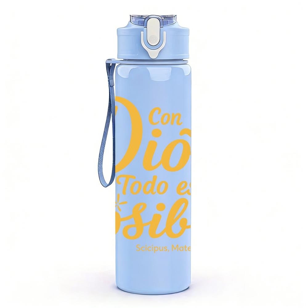 1PC Dios Todo Es Posible Quote 750ml Color Plastic Sports Water Bottle Leakproof Flip Straw Lid For Sports Office Home Use