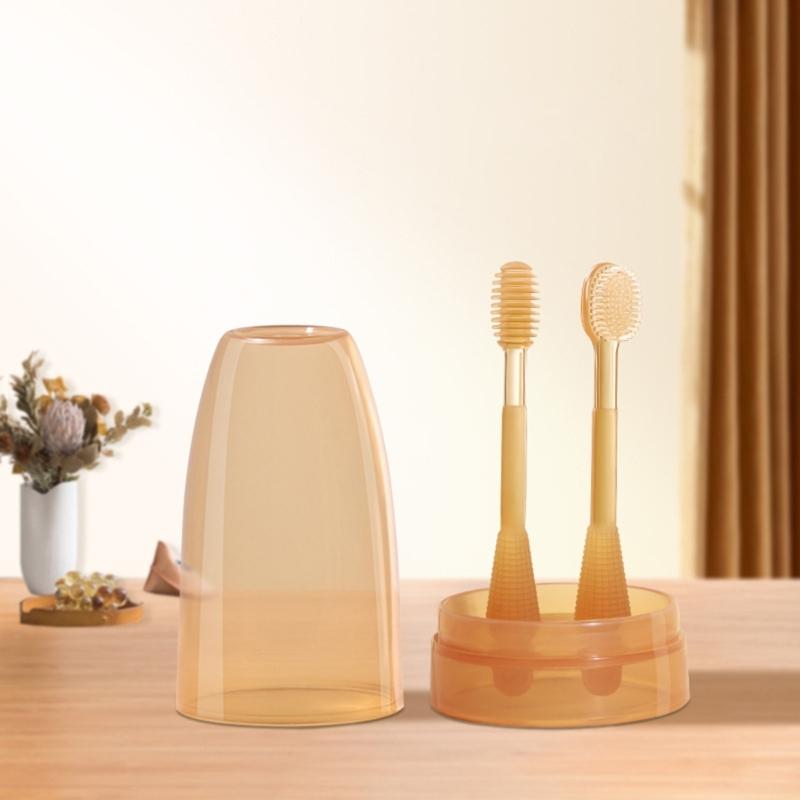 Infant Toothbrush Set for Training and Teething Baby Silicone Tongue Cleaner Toddlers First Toothbrush Set Shower Gift