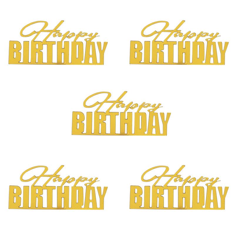 

5pcs Happy Birthday Cake Toppers Mirror Acrylic Side Cake Decorations for Kids Adults Birthday Cake Dessert DIY Decor Supplies