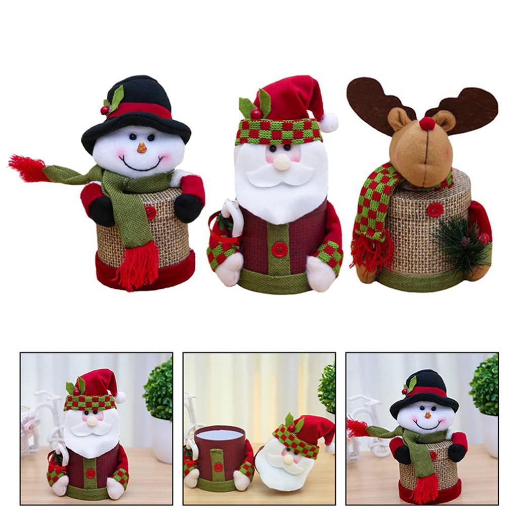 Christmas Wrap Box 3pcs Christmas Boxes Snowman Santa Doll Candy Boxes For Xmas Holiday Party Favors Bags Supplies Decoration Stocking Stuffer Candy