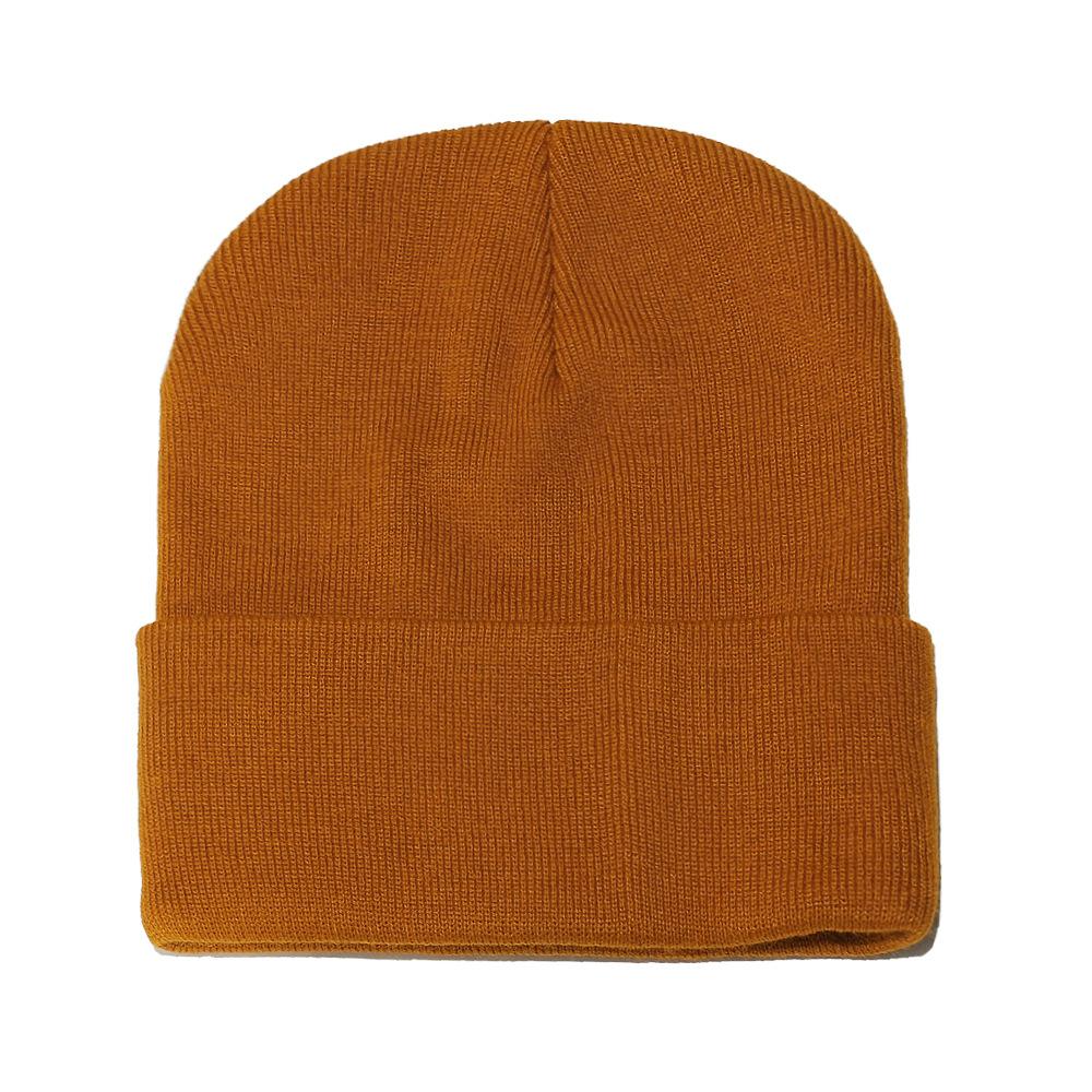 High Quality Solid Color Acrylic Wool Hat Outdoor Warm Cold Hat Monochrome Knitted Hat Pullover Hat for Men and Women