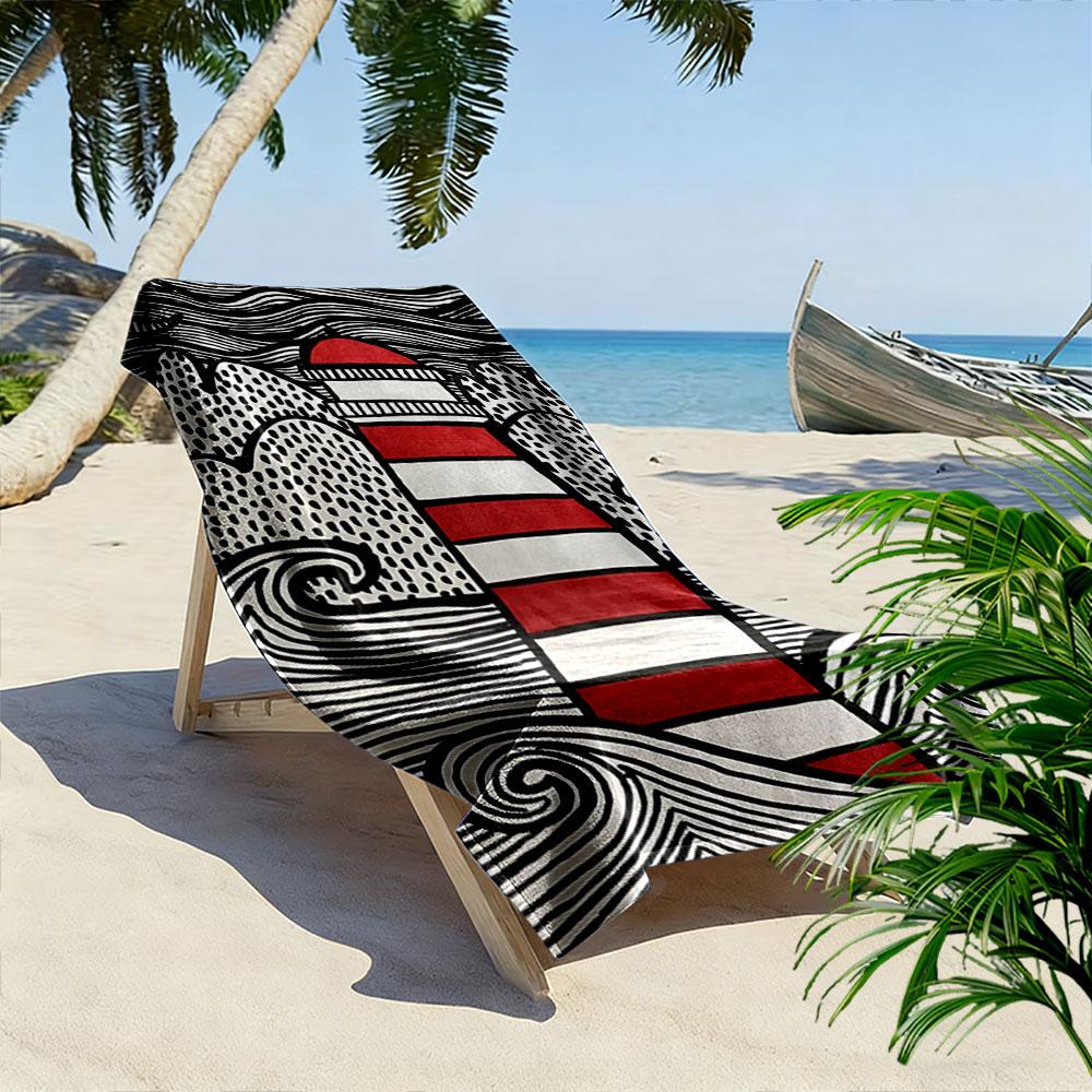 Red and White Lighthouse Towel Beach Towel Quick-drying for Travel Outdoor Sports Jogging Beach and Swimming