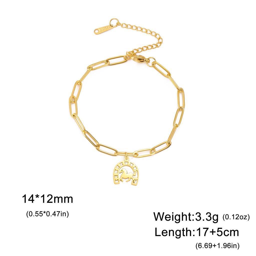 Vintage Hollow Horseshoe Pendant Bracelet Simple Fashion Women Jewelry