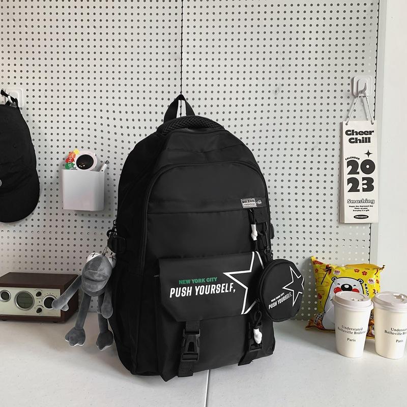 Schoolbag Japanese ins Tooling Style School Bag Male Large Capacity Junior High School Student Backpack Cool College Student Couple Backpack
