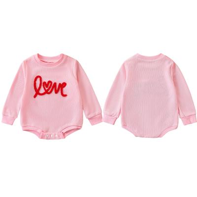 Camisa de malha para bebês e meninas, toalhas bordadas, macacões de manga comprida