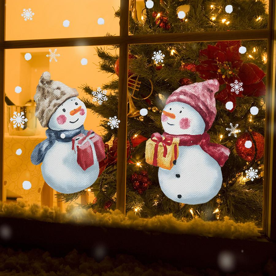 Electrostatic Christmas Decoration Snowman Electrostatic Glass Sticker Electrostatic Adsorption Glue-free Christmas Decoration
