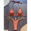 Shiny Metal Ring Halter Mini Thong Bikini Women Swimwear Two-Pieces Bikini Set Female Swimsuit Bather Bathing Suit Swim