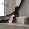 Black Robe Women Shelf Sitter 3D Printed Figurine, Sitting Hooded Female Desk Ornament Sitter, Gothic Statue for Home Office Bookshelf Decoration
