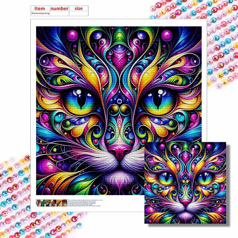 New Arrival 5D DIY Full Circle Diamond Painting "Colorful Cat" Embroidery Cross Stitch Home Decor Gift