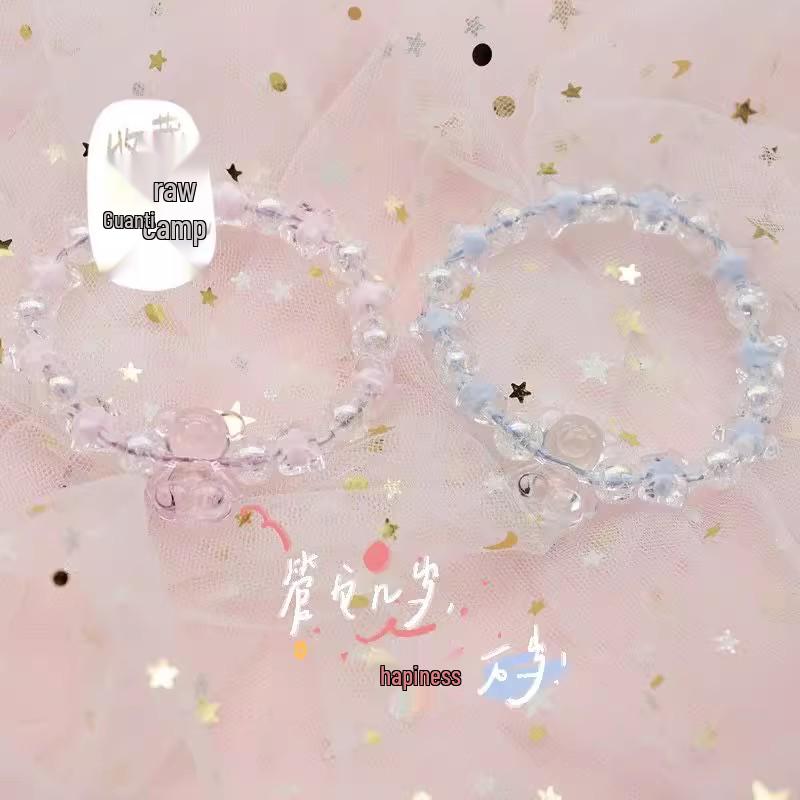 Colorful Preppy Style Beaded Bear Bracelets for Couples and Friends