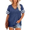 Sommer Neues Damen V-Ausschnitt Gestreiftes Lockeres Kurzarm T-Shirt Lässiges Oberteil für den grenzüberschreitenden Handel