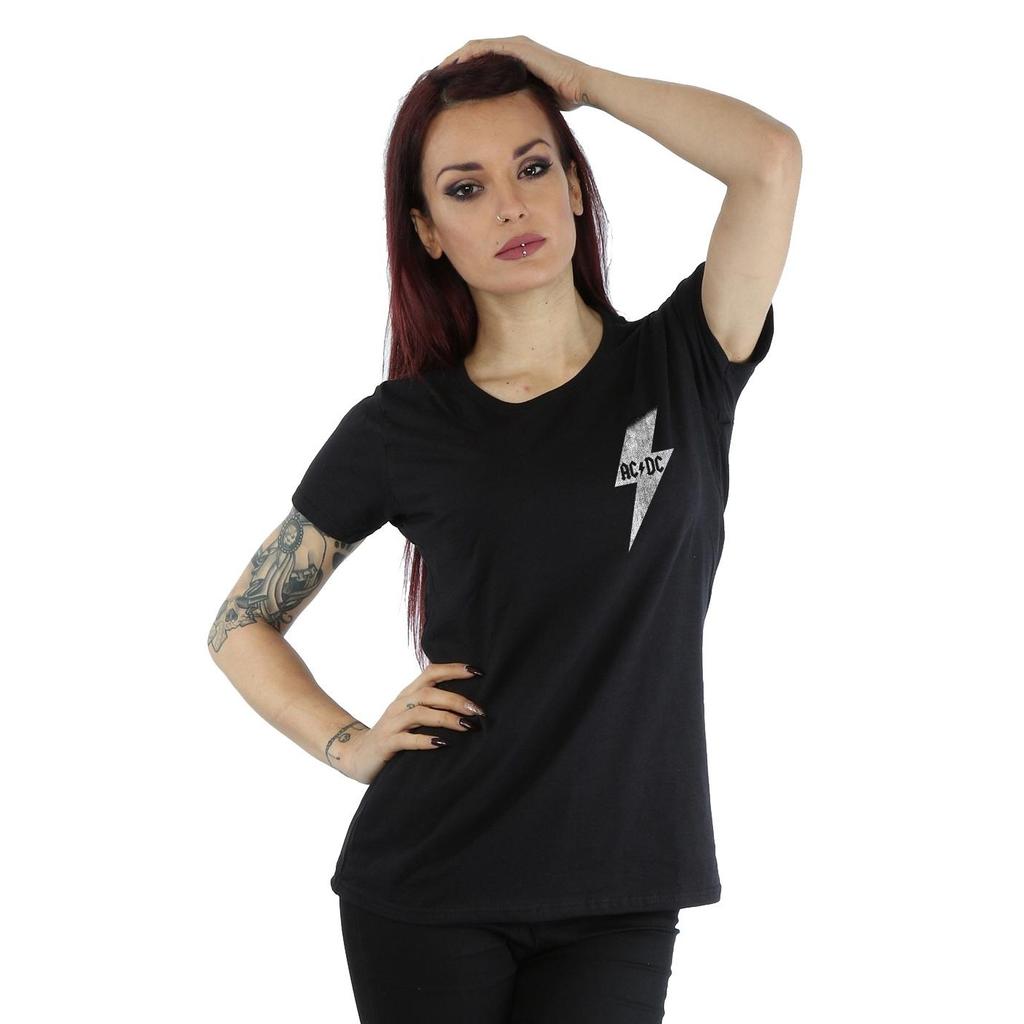 AC/DC Kleines Lightning Bolt-Baumwoll-T-Shirt für Damen/Damen