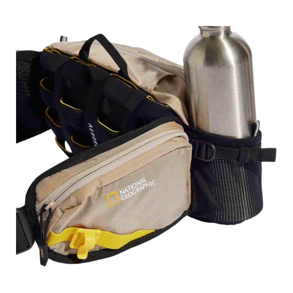 adidas Recycled Polyamide Fanny Pack Unisex Gray Brown & Yellow Adidas HY4340