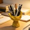 3D Printed Bouquet Pen Holder Planter, Mini Desk Decor with Bow & Artificial Flowers, Multifunctional PLA Craft for Pencil Organizer Pot, Romantic