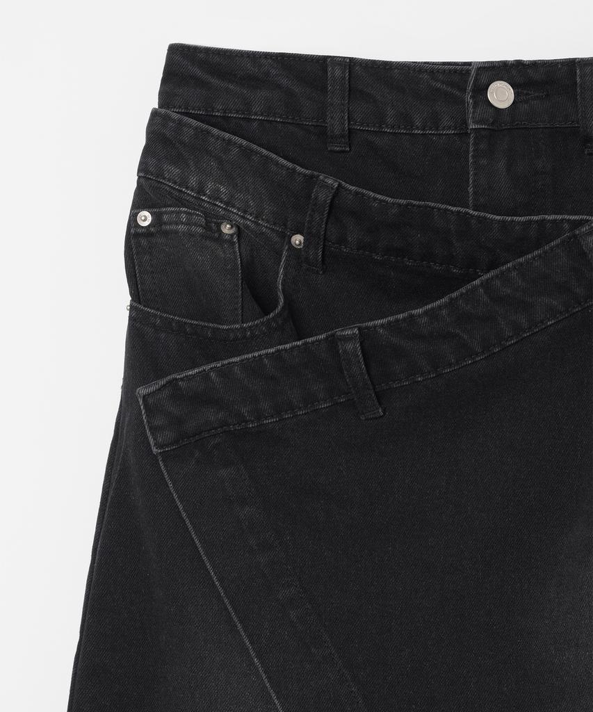 Milo Woman Denim Midi Wrap Skirt [Black Denim]