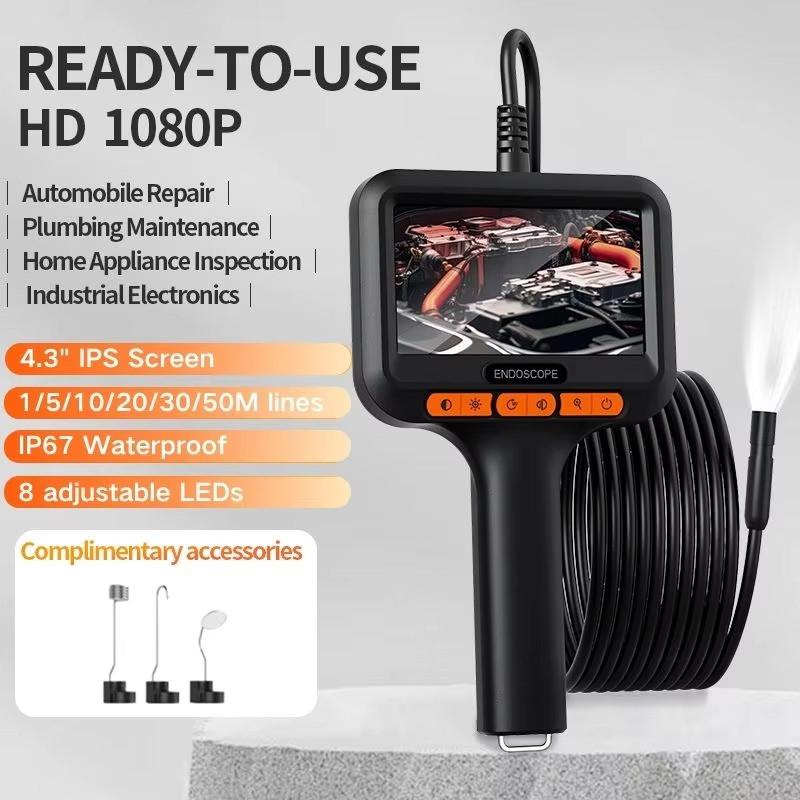 4.3 Inch 1-15m 8mm IP67 200w Industrial Endoscope Camera Waterproof Pipeline Borescope Pixel HD Pipe Inspection Camera