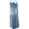 Plus Size Women's Denim Strappy Long Dress