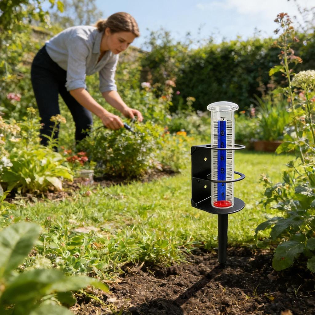 Outdoor Metal Bracket Rain Gauge Accurate Meter Device With Metal Stand For Monitoring Measuring Rainwater Home Garden