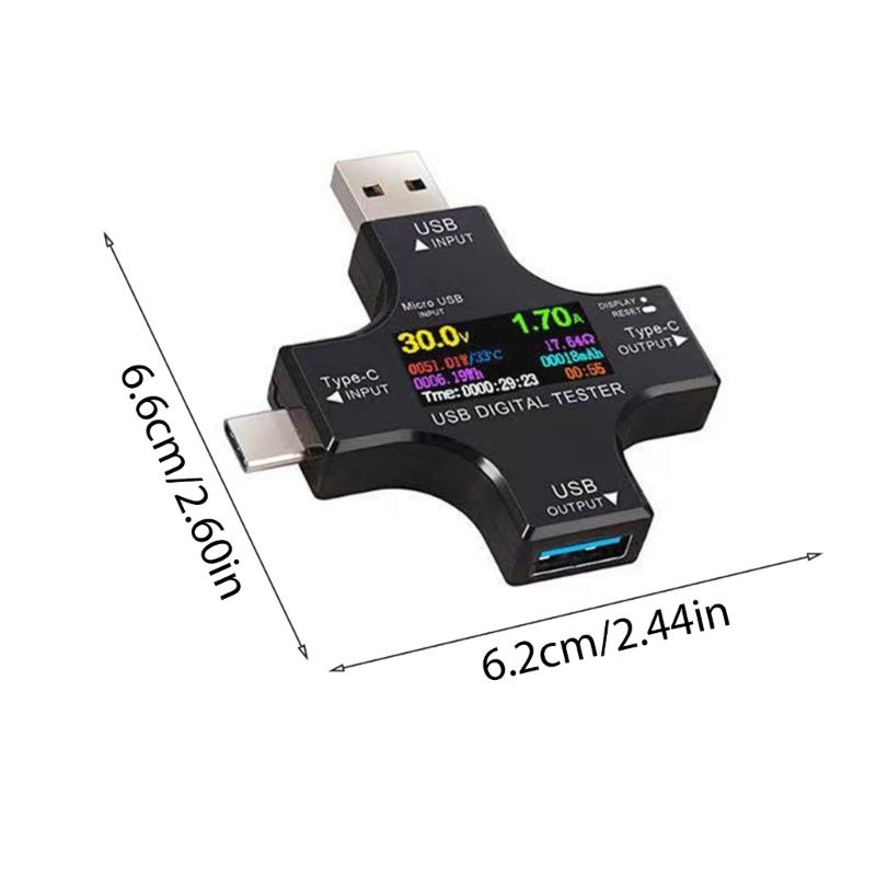 Color Screen USB C Voltages Current Meter with Advanced Bidirectional Current Detection USB C Voltmeter Ammeter Detector
