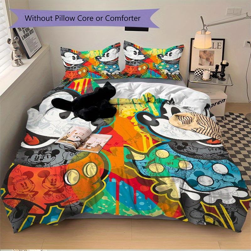 3pcs set Mickey Mouse, Pop Art, Colorful Bedding Set with Duvet Cover+Pillowcases, All-Season Polyester, Zipper Closure79