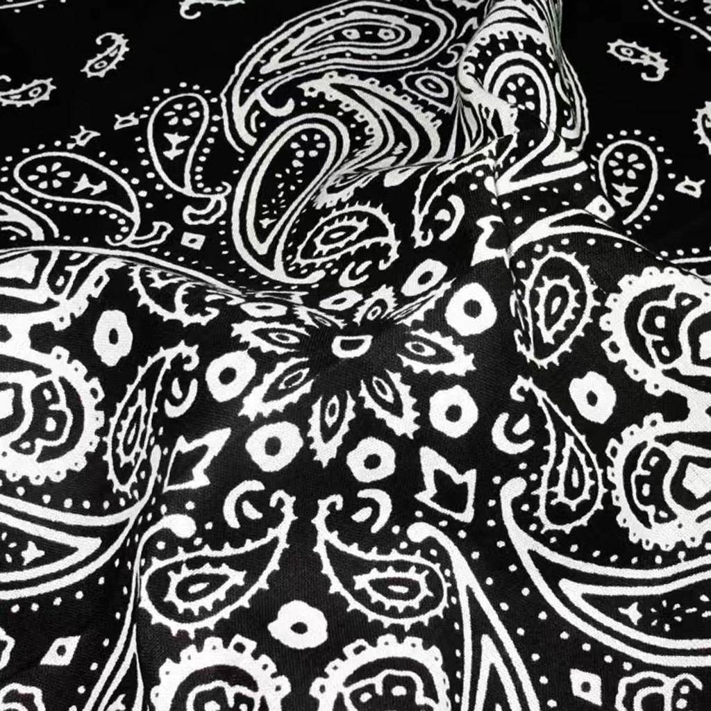 Kakatrend Bandana 100% Cotton Men's Black Triangle Scarf Adult Paisley Stylish Handkerchief Cotton Bandana Unisex Durag 3-Piece Set Black 55cm X 55cm
