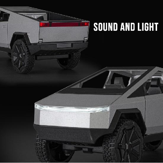 1:24 Tesla Cybertruck Truck Alloy Toy Car Model Diecasts Vehicles Pickup Motorcycle Car Decoration Kid Boys Toys Christmas