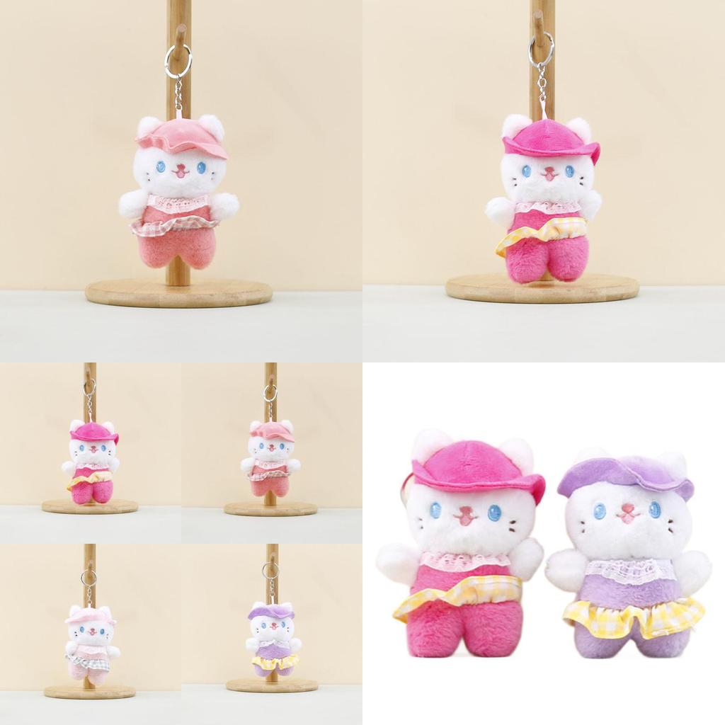 Adorable Plush Cat Keychain Accessory Cute Pink Kitten Doll With Soft Fur Material