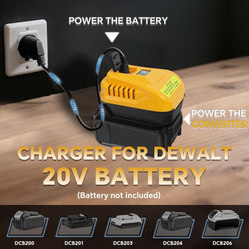Charger for Dewalt 20V Battery 100W Portable Bidirectional Charger Adapter Power Inverter with Type-C & USB Port (No Battery)