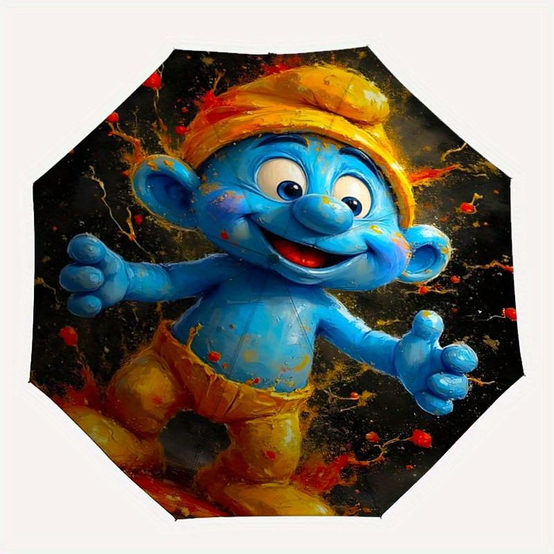 

1pc Smurf Fantasy Automatic Open Umbrella - 8-Rib Compact Foldable Design, Durable Fabric for Casual & Fashion Use, 099